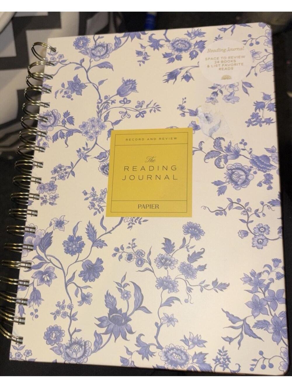 Reading Journal Spiral Notebook Book Log Tracker Floral Cover Gift Idea